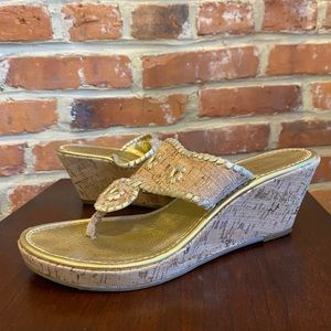 Jack Rogers Like New! Gold Cork Wedge Heel Sandal
